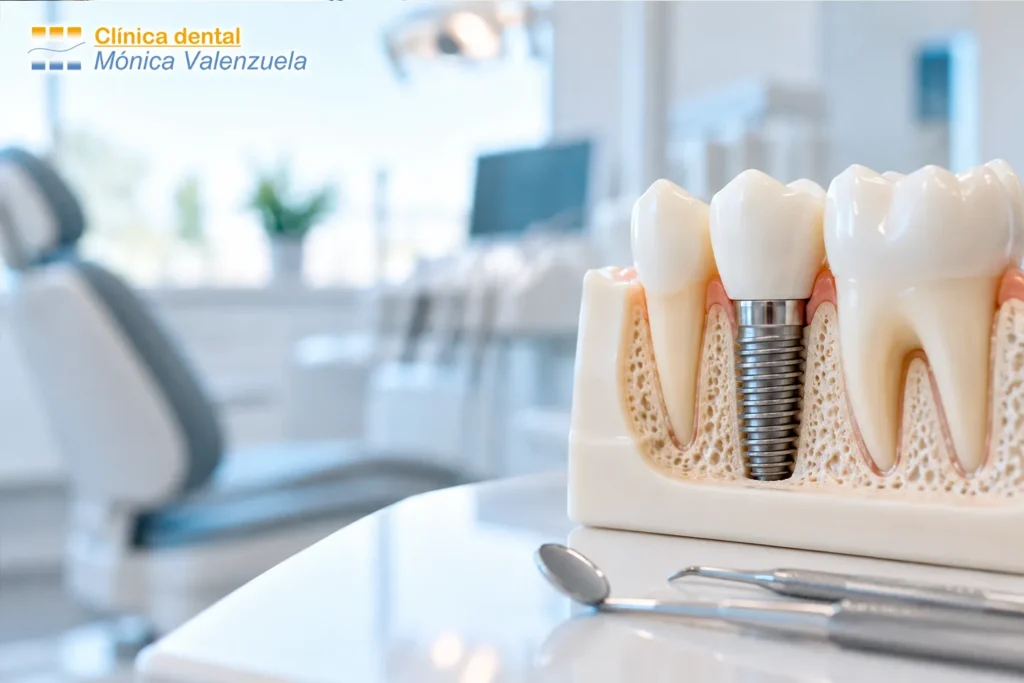 Implante dental de titanio y corona dental – Clínica Dental Mónica Valenzuela en León.